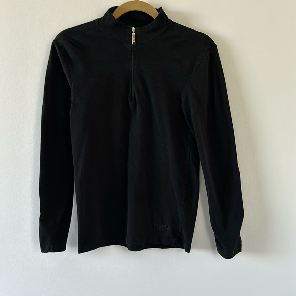 Men’s Versace Jeans Couture Vintage Black Long Sleeve Quarter Zip Pullover Small